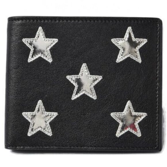 Saint Laurent Wallet YSL Foldable Wallet Star Leather Black - Picture 2 of 8